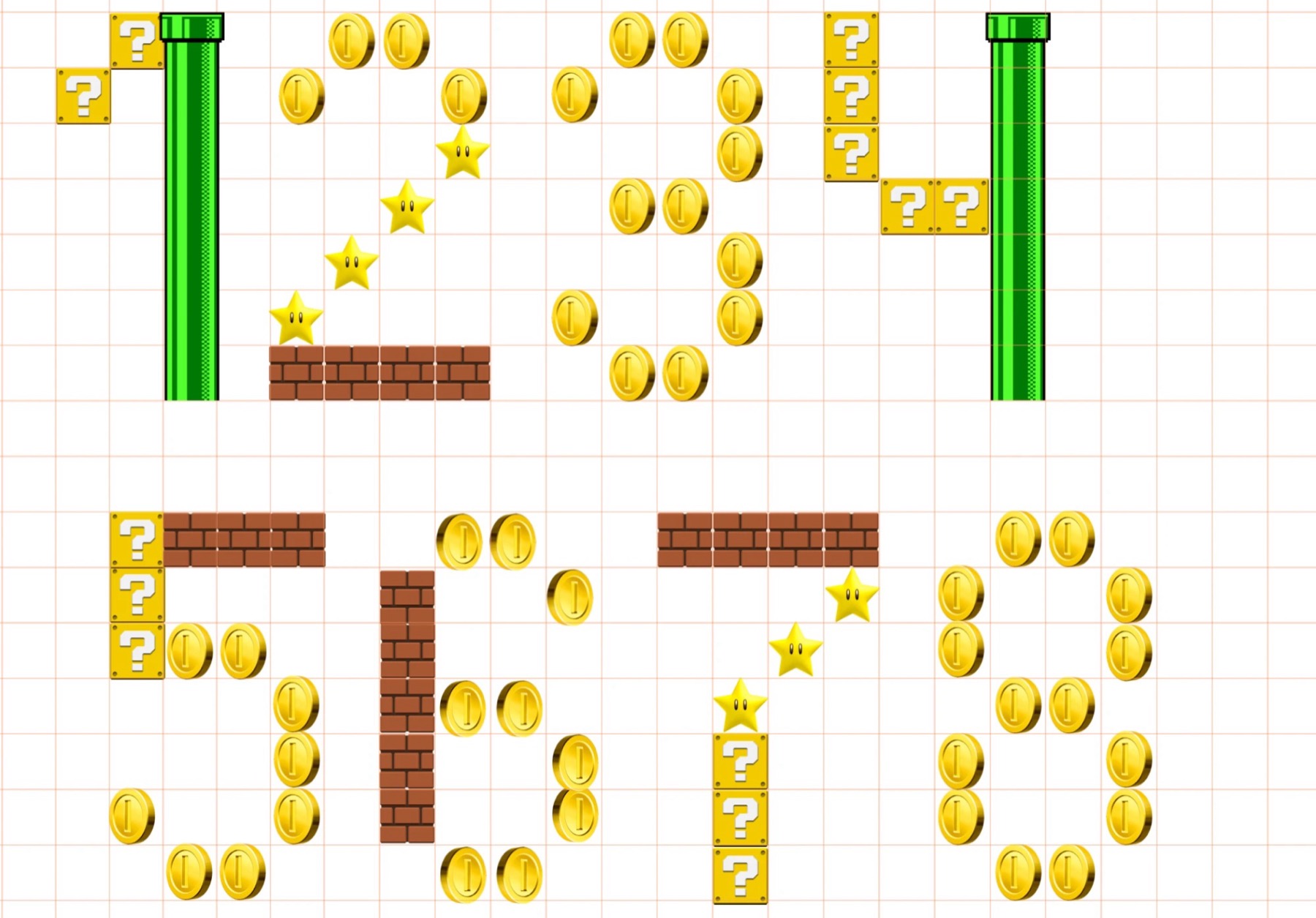 Numerals — built on the same grid